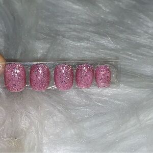 20pcs Pink Glitter Kids Press on Nails